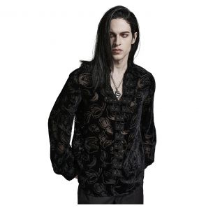 Chemise 'Piranha' en Velours Noir