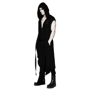 Black 'Darkly Series' Asymmetrical Jacket with Detachable Sleeves