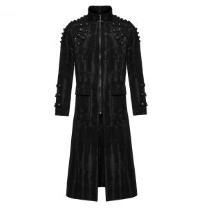 Black and Silver 'Doomsday Punk' Long Jacket