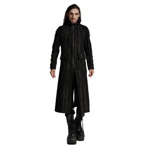 Black and Silver 'Doomsday Punk' Long Jacket