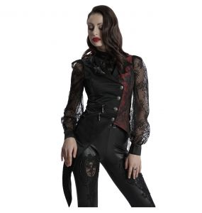 Black and Red 'Dark Night Goth' Asymmetric Females Vest