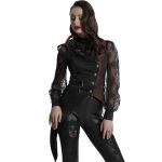 Gilet Asymétrique 'Dark Night Goth' Noir et Rouge pour Femmes