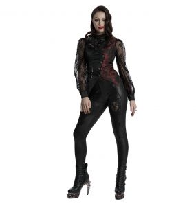 Black and Red 'Dark Night Goth' Asymmetric Females Vest
