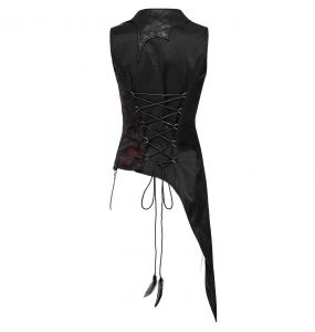 Black and Red 'Dark Night Goth' Asymmetric Females Vest