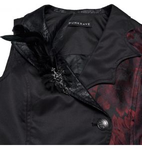 Gilet Asymétrique 'Dark Night Goth' Noir et Rouge pour Femmes