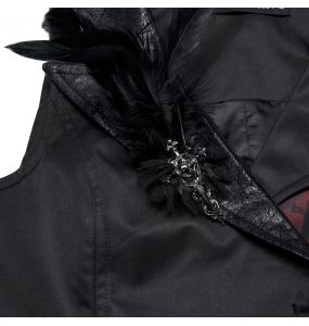 Gilet Asymétrique 'Dark Night Goth' Noir et Rouge pour Femmes