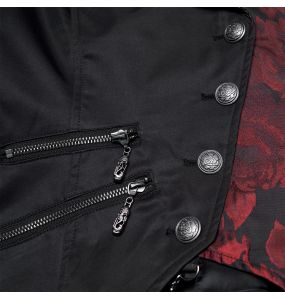 Gilet Asymétrique 'Dark Night Goth' Noir et Rouge pour Femmes