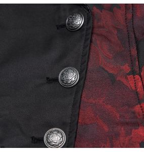 Gilet Asymétrique 'Dark Night Goth' Noir et Rouge pour Femmes