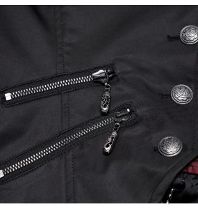 Gilet Asymétrique 'Dark Night Goth' Noir et Rouge pour Femmes