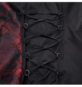 Gilet Asymétrique 'Dark Night Goth' Noir et Rouge pour Femmes