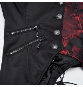 Black and Red 'Dark Night Goth' Asymmetric Females Vest