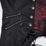 Gilet Asymétrique 'Dark Night Goth' Noir et Rouge pour Femmes