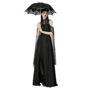 Black 'Goddess' Gothic Romantic Parasol