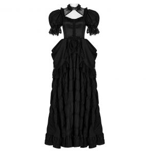 Black 'Edana' Long Victorian Dress