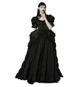 Black 'Edana' Long Victorian Dress