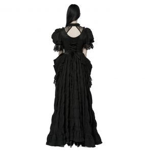Longue Robe Victorienne 'Edana' Noire