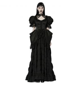Black 'Edana' Long Victorian Dress