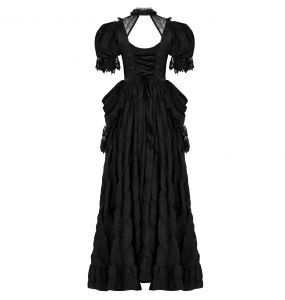 Black 'Edana' Long Victorian Dress