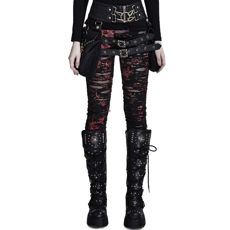 Red 'Ripped Off' Leggings
