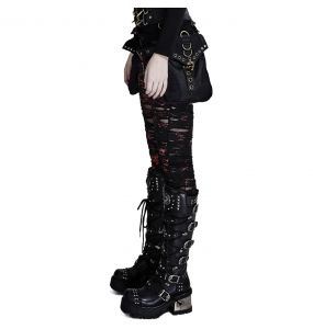 Red 'Ripped Off' Leggings