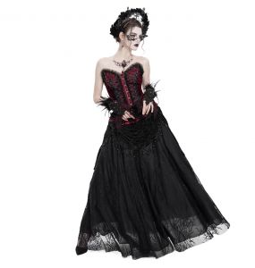 Longue Jupe 'Guinevere' en Velours Noir
