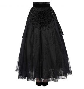Longue Jupe 'Guinevere' en Velours Noir