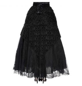 Longue Jupe 'Guinevere' en Velours Noir