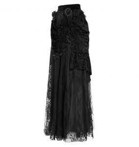 Longue Jupe 'Guinevere' en Velours Noir