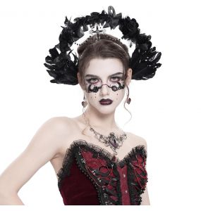 Black Feathers and Flowers 'Guinevere' Headband