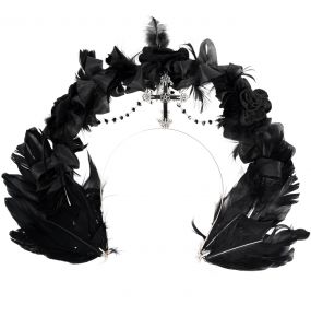 Black Feathers and Flowers 'Guinevere' Headband