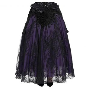 Black Velvet and Purple 'Guinevere' Long Skirt
