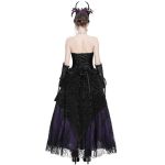 Longue Jupe 'Guinevere' en Velours Noir et Mauve