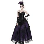 Longue Jupe 'Guinevere' en Velours Noir et Mauve