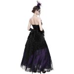 Longue Jupe 'Guinevere' en Velours Noir et Mauve