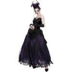 Longue Jupe 'Guinevere' en Velours Noir et Mauve