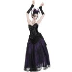 Longue Jupe 'Guinevere' en Velours Noir et Mauve