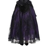 Longue Jupe 'Guinevere' en Velours Noir et Mauve