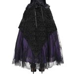Longue Jupe 'Guinevere' en Velours Noir et Mauve