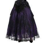 Longue Jupe 'Guinevere' en Velours Noir et Mauve