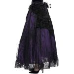 Longue Jupe 'Guinevere' en Velours Noir et Mauve