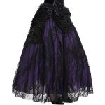 Longue Jupe 'Guinevere' en Velours Noir et Mauve