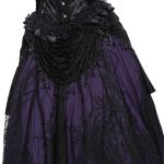 Longue Jupe 'Guinevere' en Velours Noir et Mauve