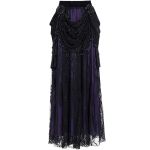 Longue Jupe 'Guinevere' en Velours Noir et Mauve