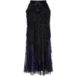 Longue Jupe 'Guinevere' en Velours Noir et Mauve
