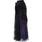 Longue Jupe 'Guinevere' en Velours Noir et Mauve