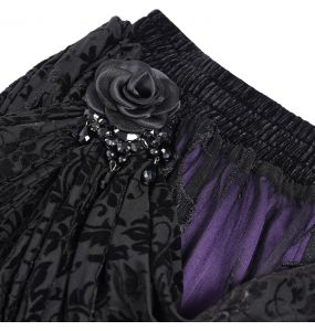 Longue Jupe 'Guinevere' en Velours Noir et Mauve