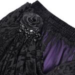 Longue Jupe 'Guinevere' en Velours Noir et Mauve