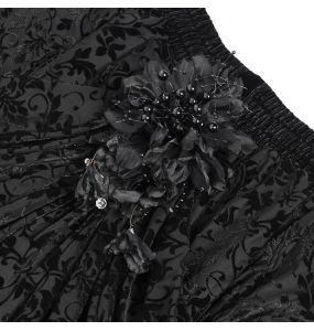 Longue Jupe 'Guinevere' en Velours Noir et Mauve