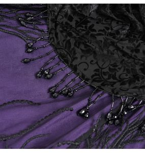 Longue Jupe 'Guinevere' en Velours Noir et Mauve