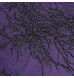 Longue Jupe 'Guinevere' en Velours Noir et Mauve